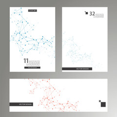 Aufkleber - Abstract molecules brochure design. Connect dots and lines. Vector cover template