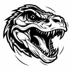 Wall Mural - Dinosaur Tyrannosaurus Fangs Teeth Scary Monster Predator Jurassic Prehistoric Lizard Giant Tattoo Print Logo