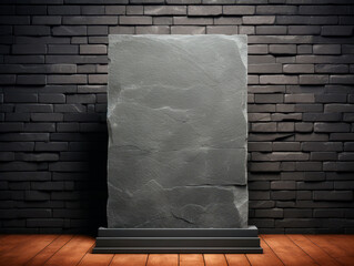 Aufkleber - Blank black poster on a brick wall background. Generative AI