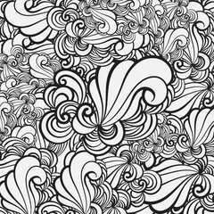 Wall Mural - black white floral pattern vector background