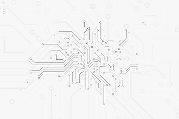 Poster - Computer circuit board texture. Technology pattern. Abstract illustration of silicon chip. Digital tech background in black and white colors.