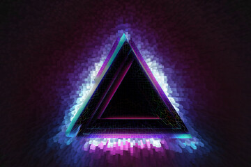 Canvas Print - Futuristic Abstract glowing Triangle 