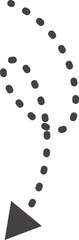 Poster - curved hand drawn dotted arrow. doodle outline black stroke. simple cartoon swirl scribble