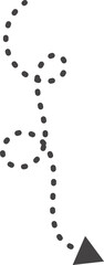 Poster - Curved hand drawn dotted arrow. Doodle outline black stroke. Simple cartoon swirl scribble
