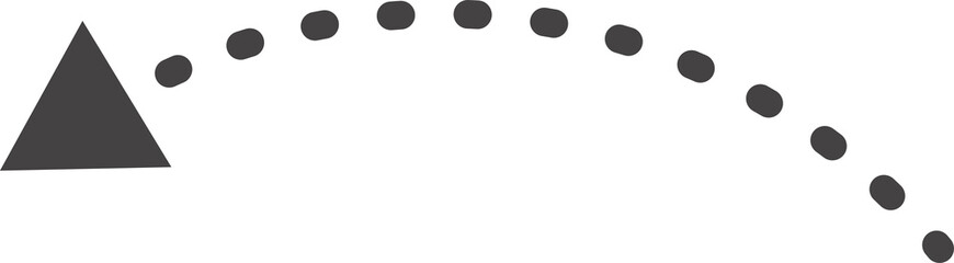 Poster - Curved hand drawn dotted arrow. Doodle outline black stroke. Simple cartoon swirl scribble