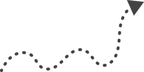 Poster - curved hand drawn dotted arrow. doodle outline black stroke. simple cartoon swirl scribble