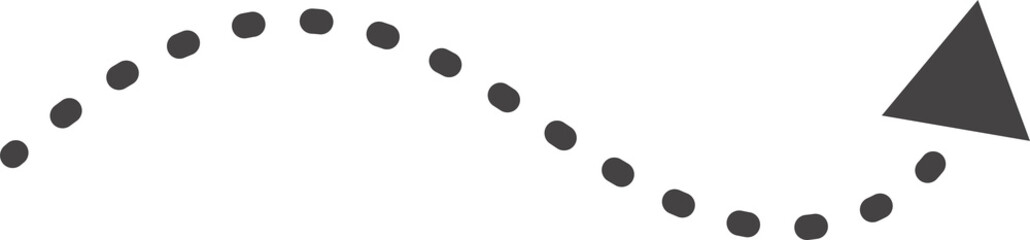 Poster - Curved hand drawn dotted arrow. Doodle outline black stroke. Simple cartoon swirl scribble