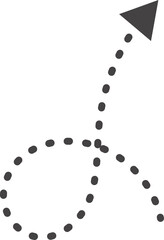 Poster - curved hand drawn dotted arrow. doodle outline black stroke. simple cartoon swirl scribble