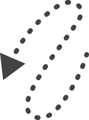 Poster - curved hand drawn dotted arrow. doodle outline black stroke. simple cartoon swirl scribble