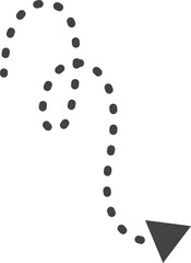 Poster - Curved hand drawn dotted arrow. Doodle outline black stroke. Simple cartoon swirl scribble