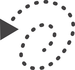 Poster - curved hand drawn dotted arrow. doodle outline black stroke. simple cartoon swirl scribble