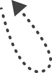 Poster - Curved hand drawn dotted arrow. Doodle outline black stroke. Simple cartoon swirl scribble