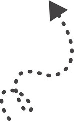 Poster - curved hand drawn dotted arrow. doodle outline black stroke. simple cartoon swirl scribble