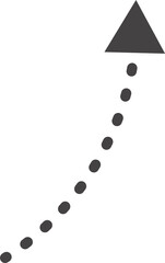 Poster - curved hand drawn dotted arrow. doodle outline black stroke. simple cartoon swirl scribble
