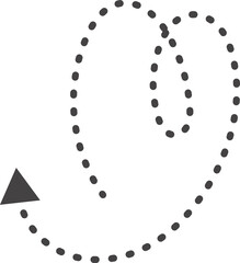 Poster - Curved hand drawn dotted arrow. Doodle outline black stroke. Simple cartoon swirl scribble