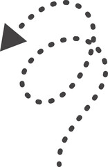 Poster - curved hand drawn dotted arrow. doodle outline black stroke. simple cartoon swirl scribble