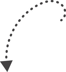 Poster - Curved hand drawn dotted arrow. Doodle outline black stroke. Simple cartoon swirl scribble