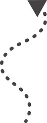 Poster - Curved hand drawn dotted arrow. Doodle outline black stroke. Simple cartoon swirl scribble