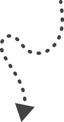 Poster - curved hand drawn dotted arrow. doodle outline black stroke. simple cartoon swirl scribble