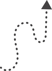 Poster - Curved hand drawn dotted arrow. Doodle outline black stroke. Simple cartoon swirl scribble
