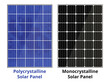 Vector illustration of polycrystalline and monocrystalline photovoltaic solar panel isolated on white background. Panel with silicon fragments melded together and panel with single crystal silicon.