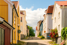 Historic Wooden Houses In The Old City Of Västervik, Sweden