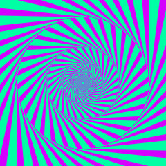 Poster - Radial optical illusion background. Acid green and purple abstract lines surface in circles. Poster, banner, template design. Spinning spiral or vortex illusion wallpaper. Vector opt art illustration 