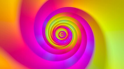 Poster - Minimal spiral in infinite rotation. Abstract background in pink and yellow color. Dizzy concentric pattern. Retro backdrop for event, award, presentation or other. Seamless loop animation.