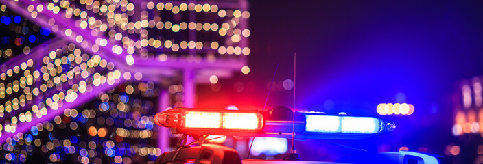 Poster - police car in night light street