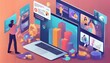 © ibreakstock - Online work meeting with graphs, streaming video, live show or tutorial