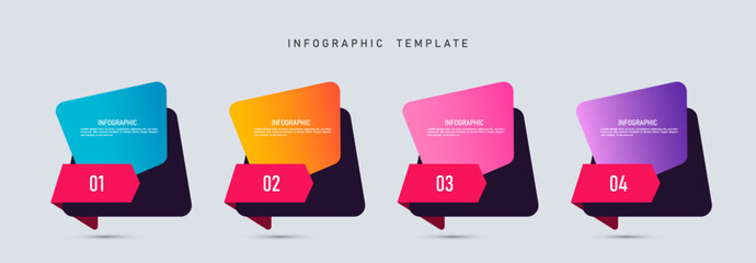 Wall Mural - Infographic elements design template, business concept with 4 steps or options, can be used for workflow layout, diagram, annual report, web design.Creative banner, label vector.
