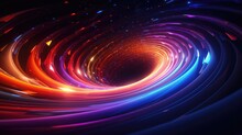 Colorful Vortex Energy, Cosmic Spiral Waves, Multicolor Swirls Explosion. Abstract Futuristic Digital Background.