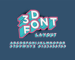 3D Depth Hipster Logo Font Set Design in Vector Format