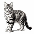 a tabby cat standing illustration isolated on white