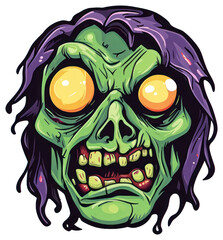 Wall Mural - Creepy Zombie Face Halloween Sticker Design