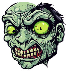 Wall Mural - Creepy Zombie Face Halloween Sticker Design