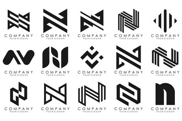 set of Abstract letter N logo design. modern creative logotype monogram icon design inspiration.