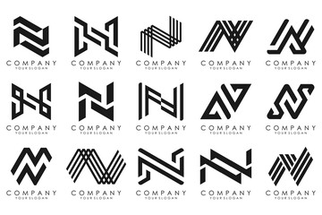 Wall Mural - set of Abstract letter N logo design. modern creative logotype monogram icon design inspiration.