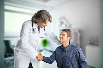 Wall Mural - Doctor and patient during medical healthcare checkup at clinic, AI generated image