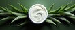 White cream lotion product with aloevera leaf copy space background