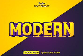 Fototapete - modern text effect with yellow color graphic style and editable.