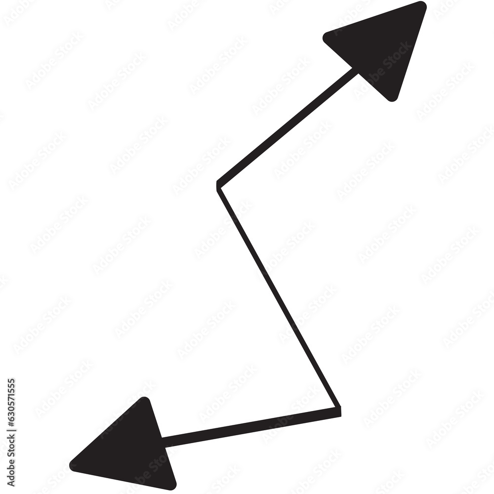 Digital png illustration of black curved double sided arrow on transparent background