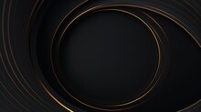 Amazing Dark Abstract Luxury Background With Circles. Diagonal Golden Lines On Black Grey Gradient. 3d Round Ring Minimal BG. Premium Minimal Animated, Generative AI