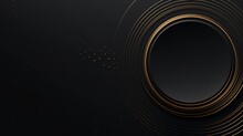 Amazing Dark Abstract Luxury Background With Circles. Diagonal Golden Lines On Black Grey Gradient. 3d Round Ring Minimal BG. Premium Minimal Animated, Generative AI