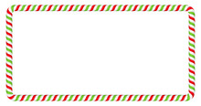 Horizontal Frame Made Of Red And Green Candy Cane Isolated On Transparent Background