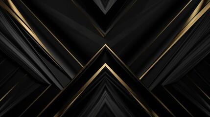 Amazing abstract black golden texture. 3d geometric banner premium royal color. Oil marble picture with glowing effect. Triangle striped trendy modern, Generative AI