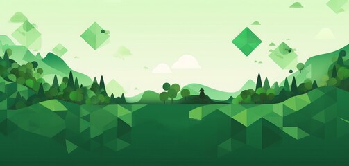 world environment day web template illustration with modern eco geometric nature mosaic. green abstr
