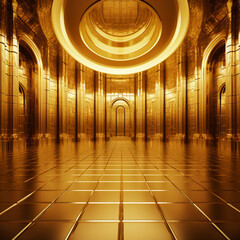 Wall Mural - gold empty room background abstract with window. generative ai. modern architecture interior.