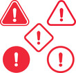 © M - red Exclamation mark icons set in flat style. Danger alarm on white isolated background. Caution risk business concept. Hazard warning attention sign with exclamation mark symbol.
