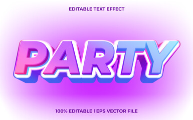 Poster - party 3d text effect with blue ice theme. colorful typography for products tittle